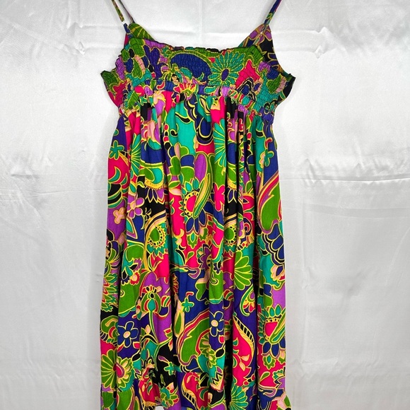 Boho Floral Maxi Dress Bright Multicolor Festival Vacation Style Size Medium ✨ - Picture 5 of 10